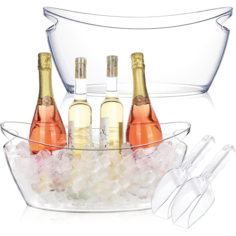 Clear Acrylic Ice Bucket 5.5 Liter Boat-Shaped Ice Cooler