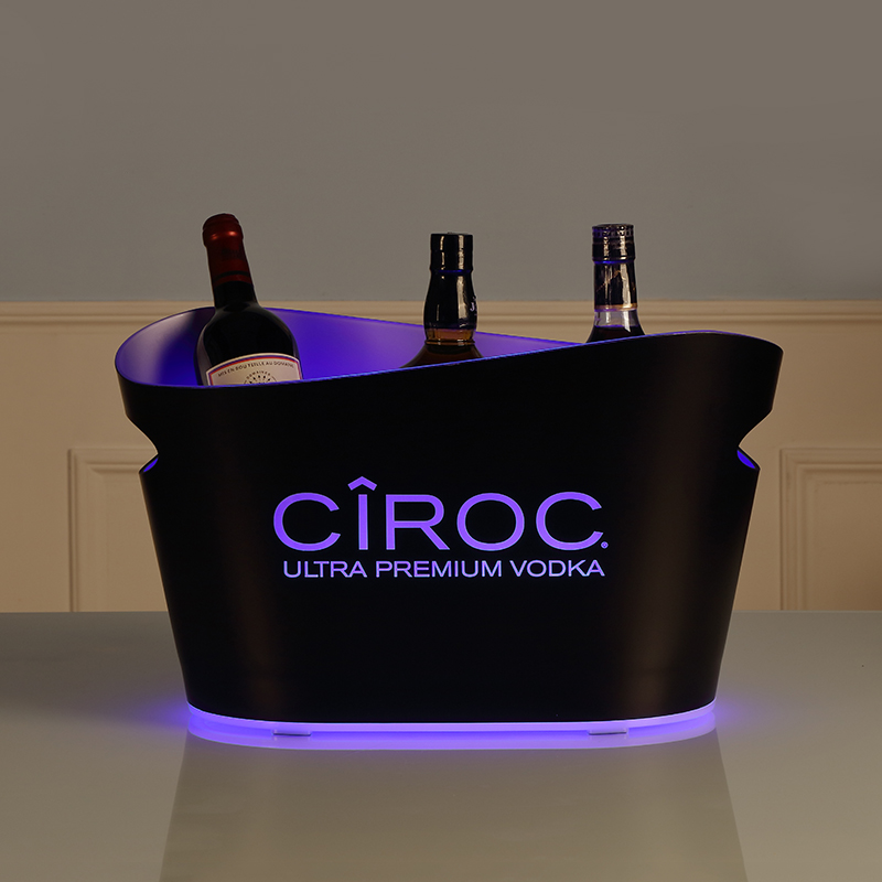 LED Light 10L Whisky Plastic Ice Bucket for Champagne Wine Chiller