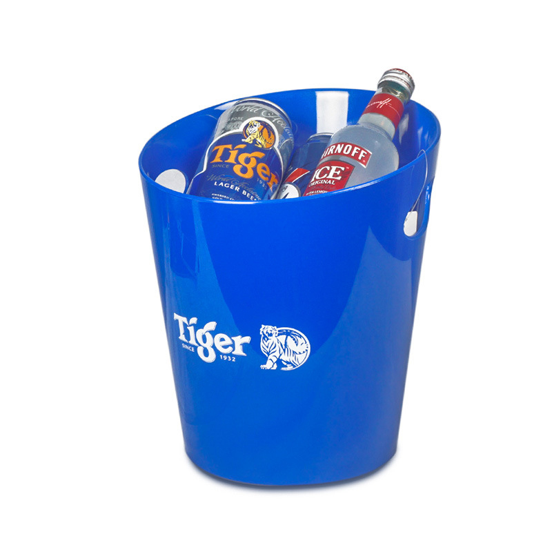 Tiger Plastic Ice Bucket with Handle Round Beer Bucket